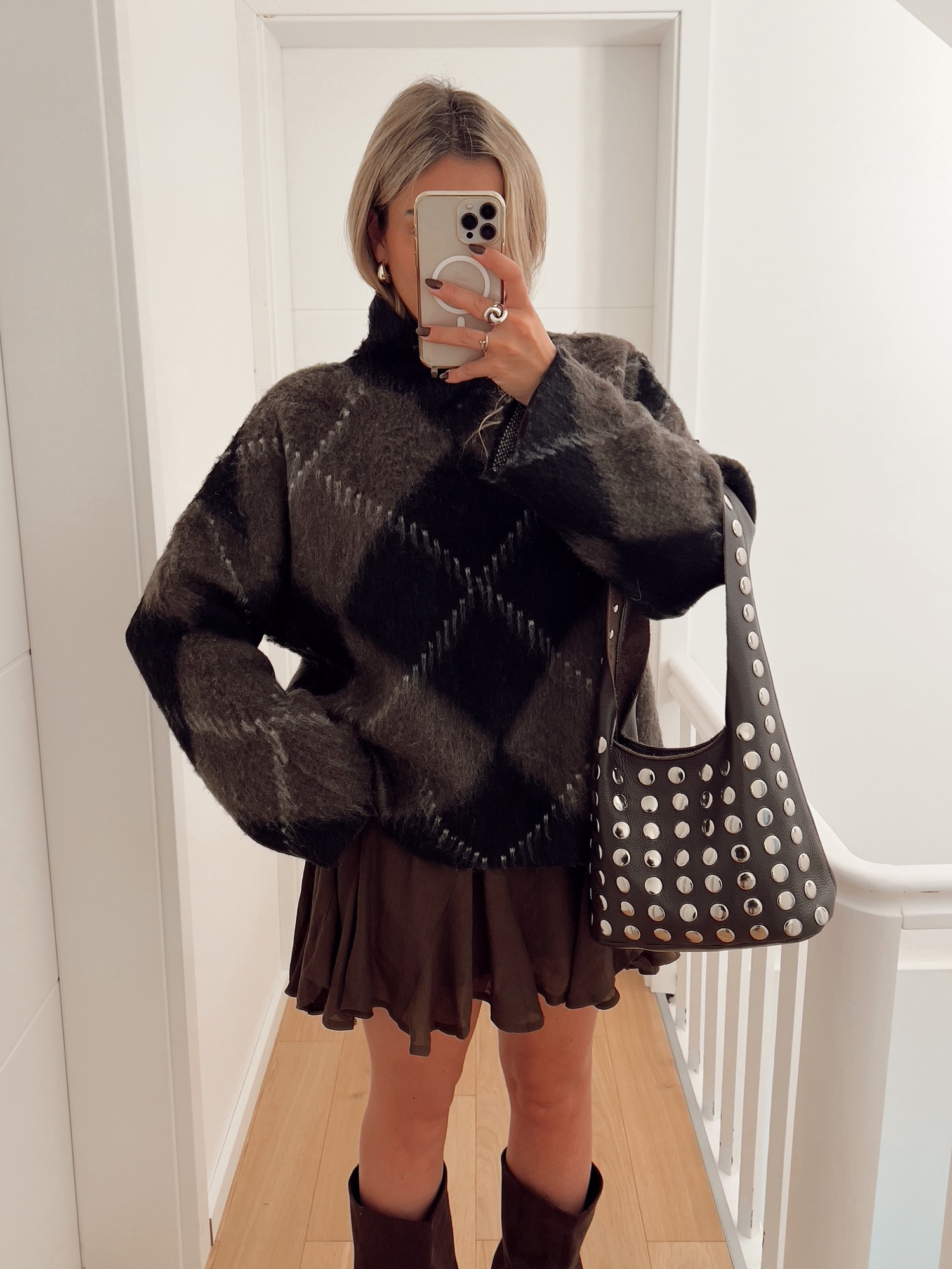 Pull SAMI Marron, à carreaux tartan